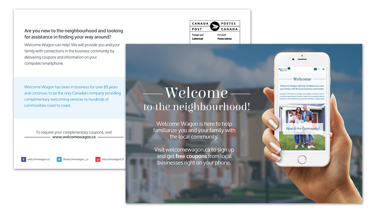 Welcome Wagon's postcard mailer created by AXIS